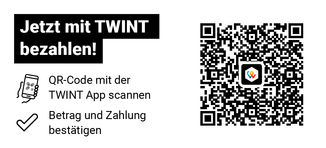 TWINT-Code: QR-Code mit der TWINT-App scannen, Betrag und Zahlung bestätigen